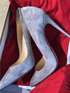 Christian Louboutin Women's Gray Suede So Kate Heels